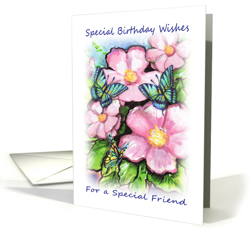 For Friend, Birthday, Flowers and Butterflies card (1547126)