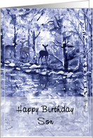 Blue Deer Art, Birthday to Son card