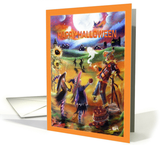 Whimsical Ghosts, Witches & Scarecrow card (839521)