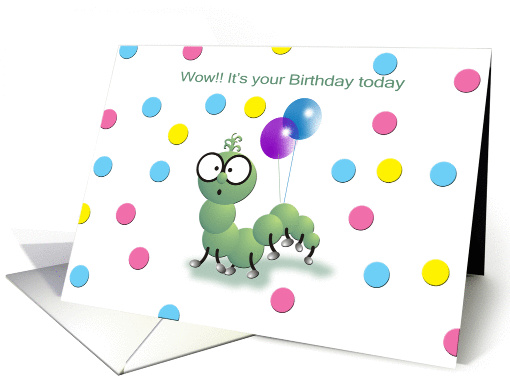whimsical Bookworm and Balloons, Birthday card (904531)