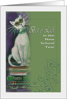 Best of Luck in School, Cat on Books card