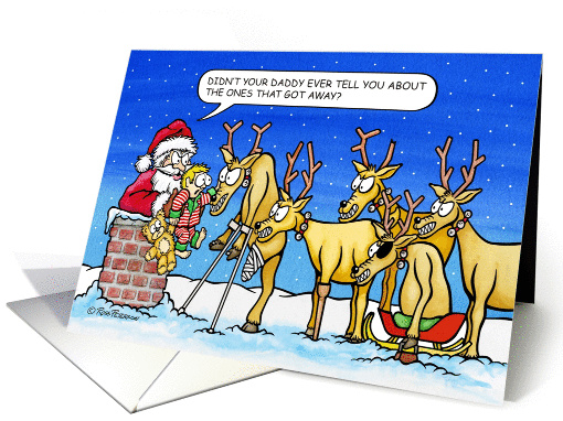 Christmas - Rooftop Santa and reindeer card (1341016)