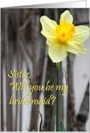 Sister Wedding Bridesmaid Request : Daffodil card