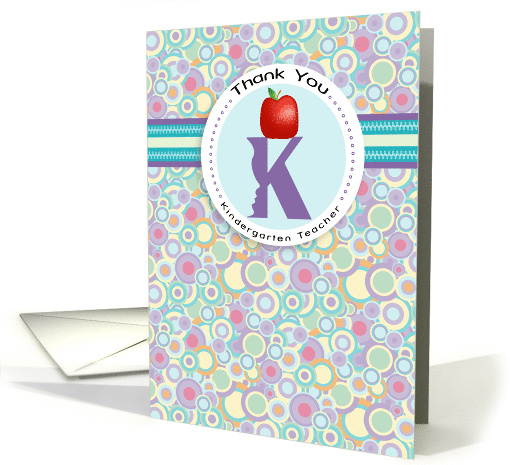 Apple and Letter K Teacher Kindergarten Thank You card (1036989)