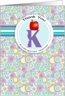 Apple and Letter K Teacher Kindergarten Thank You card