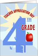 Fourth Grade and Apple Happy Teacher Appreciation Day card