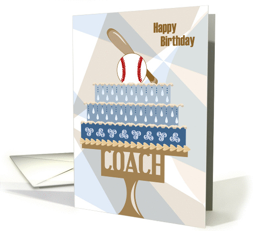 Baseballl and Bat Birthday Cake for Coach card (1059623)