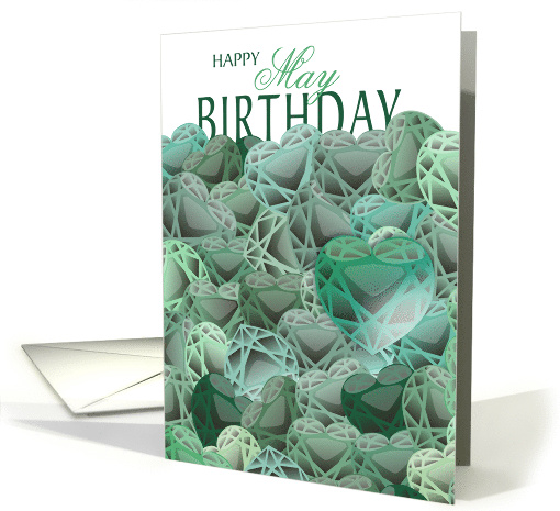 Emerald Colored Hearts May Birthday card (1101356)