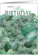 Emerald Colored Hearts May Birthday card