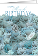 Aquamarine Colored Hearts March Birthday card