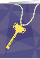Key on String of Beads Illustrated Thank You Hospitality card