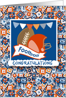 Helmet and Ball Made Football Team Congratulations card