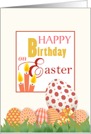 Eggs and Candles Happy Birthday on Easter card