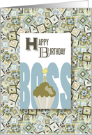 Cupcake For Boss Happy Birthday card