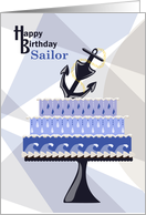 Anchor on Cake Sailor Happy Birthday card