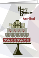 Skyscrapers on Cake Architect Happy Birthday card