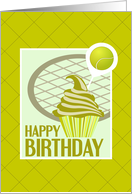 Cupcake and Tennis Ball Pick Happy Birthday card