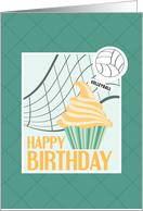 Cupcake and Volleyball Pick Happy Birthday card