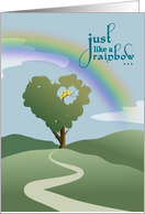 Heart Shaped Tree and Rainbow Wedding Anniversary card