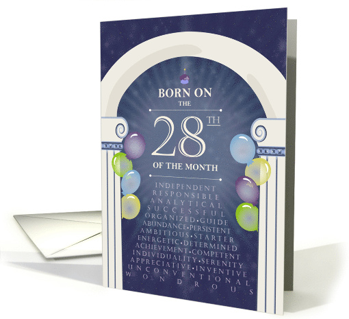 Archway and Balloons Birthday on 28th Day card (1397656)