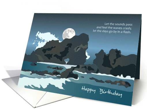 Coastal Journey Waves and Rocks Happy Birthday card (1456178)