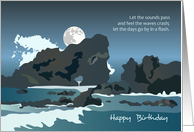 Coastal Journey Waves and Rocks Happy Birthday card