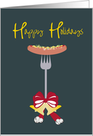 Happy Holidays Forked Sausage Food Business Theme card