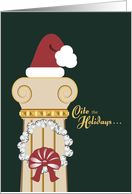 Law Pillar Santa Hat Happy Holidays card