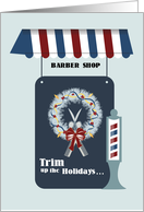 Happy Holidays Barber Shop card