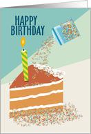 Sprinkle Cake Slice Happy Birthday card