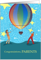 Big Stars and Hot Air Balloon Congratulations for Parents card