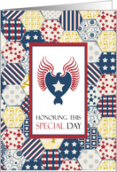 Patterns in Hexagons and Eagle for Veterans Day USA card