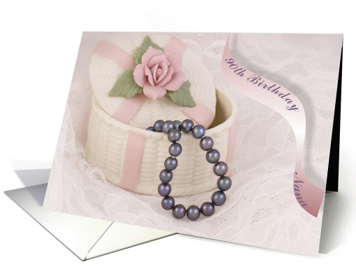 Pearls 90th Birthday Nana card (716145)