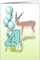 Kudu Zoo Animal Fourth Birthday card