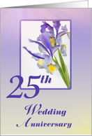 Purple Iris 25th Wedding Anniversary card