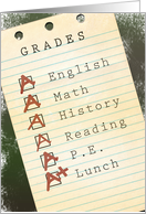 Grades All A’s Congratulations card