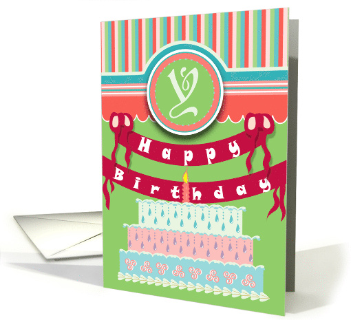 Monogram Y Happy Birthday Cake card (876517)
