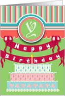 Monogram Y Happy Birthday Cake card