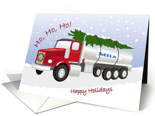 Milk Hauling Truck Happy Holidays card (881367)