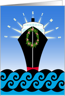 Christmas Cruise Ship with Wreath card