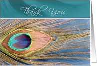 Single Peacock Feather Thank You Bridal Party card