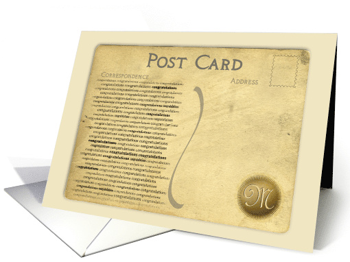Post Card Congratulations Monogram M card (918437)