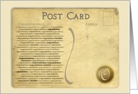 Post Card Congratulations Monogram O card