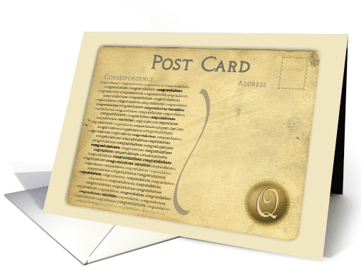 Post Card Congratulations Monogram Q card (918443)