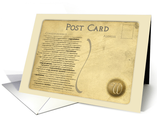 Post Card Congratulations Monogram W card (918450)