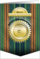 Award for Uncle Stripes with Medallion Congratulations card