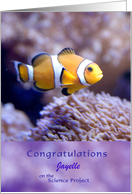 Custom Name Clown Fish Science Project Congratulations card