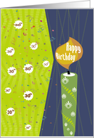 Lit Candle and Confetti 30th Happy Birthday card