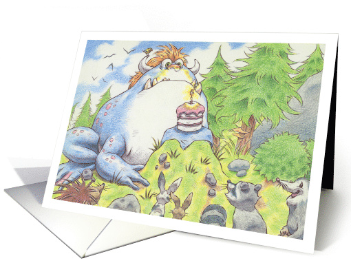 Birthday Monster Toad Receiving Cake from Friendly Wild Animals card