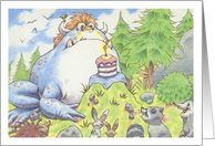 Birthday Monster Toad Receiving Cake from Friendly Wild Animals card
